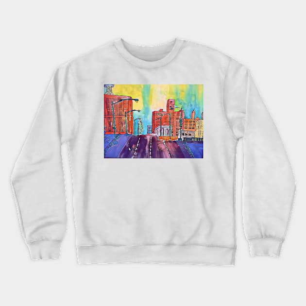 Chicago Cityscape Crewneck Sweatshirt by funhousejen